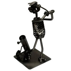 7” Handmade One-of-A-Kind Golfer Statue made of all Metal Nuts, Bolts & Screws